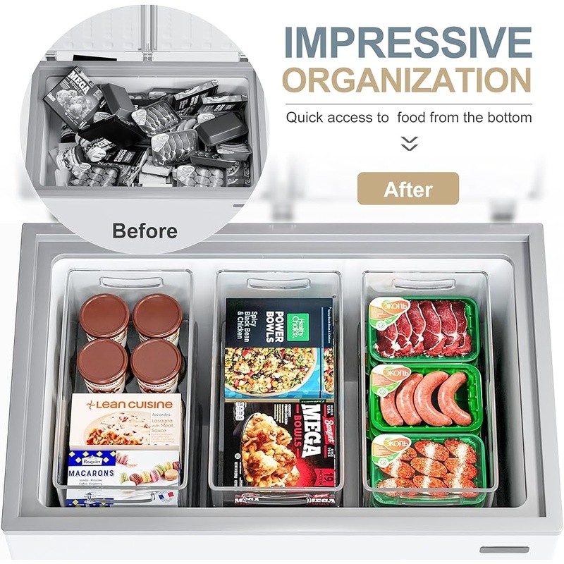 XL Clear Freezer Storage Bins Stackable Food Safe PET Durable Organizers New gallery