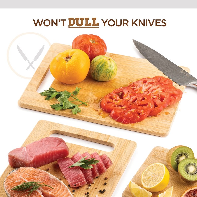 Bamboo Cutting Boards for Kitchen [Set of 3] Wood Cutting Board for Chopping Mea gallery