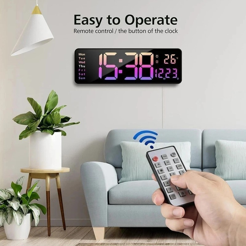 16" Large Digital Wall Clock Large Display LED Wall Clock Timer with Plug gallery