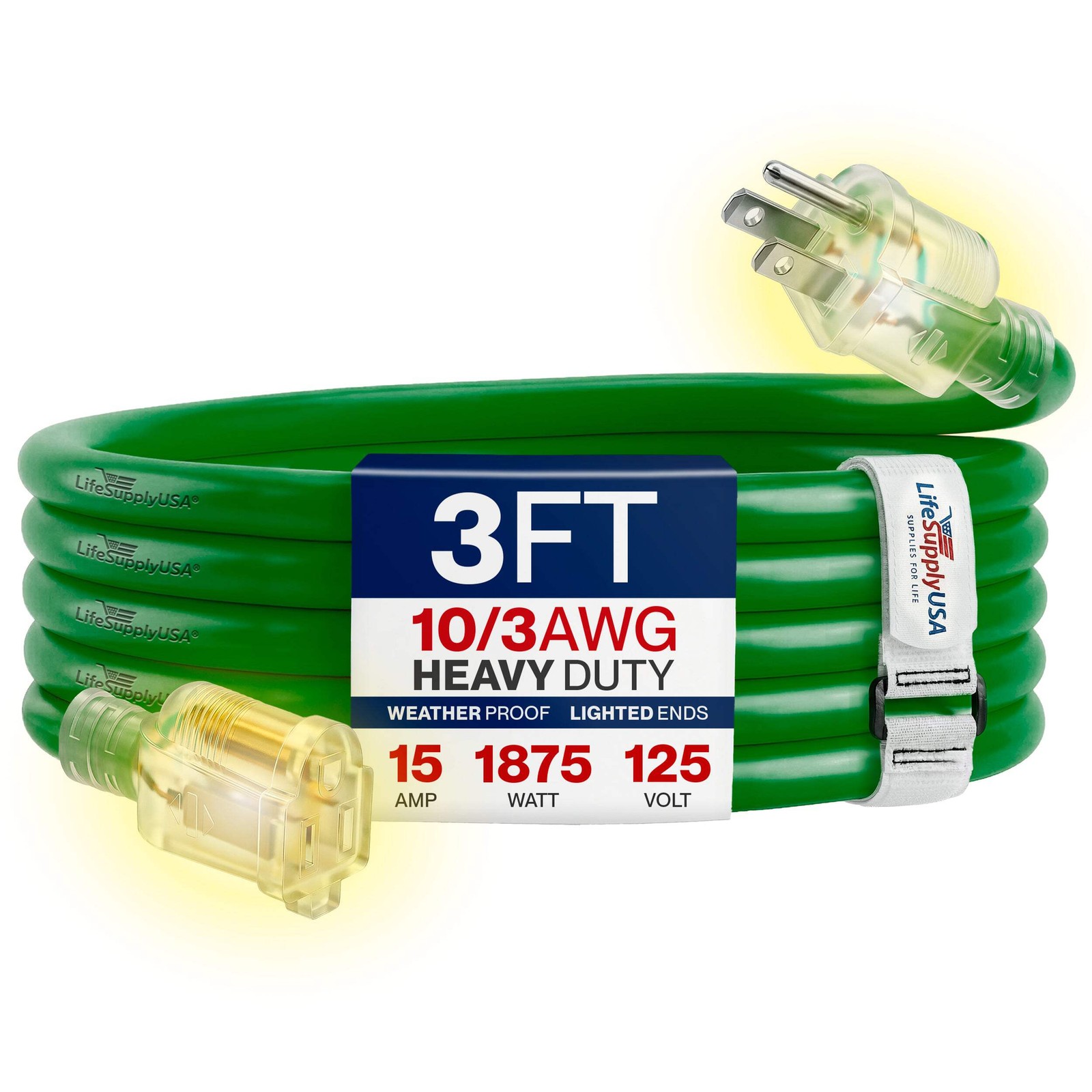 Outdoor/Indoor Extension Cord Heavy Duty 3 Prong SJTW, Flexible Long Power Cord gallery