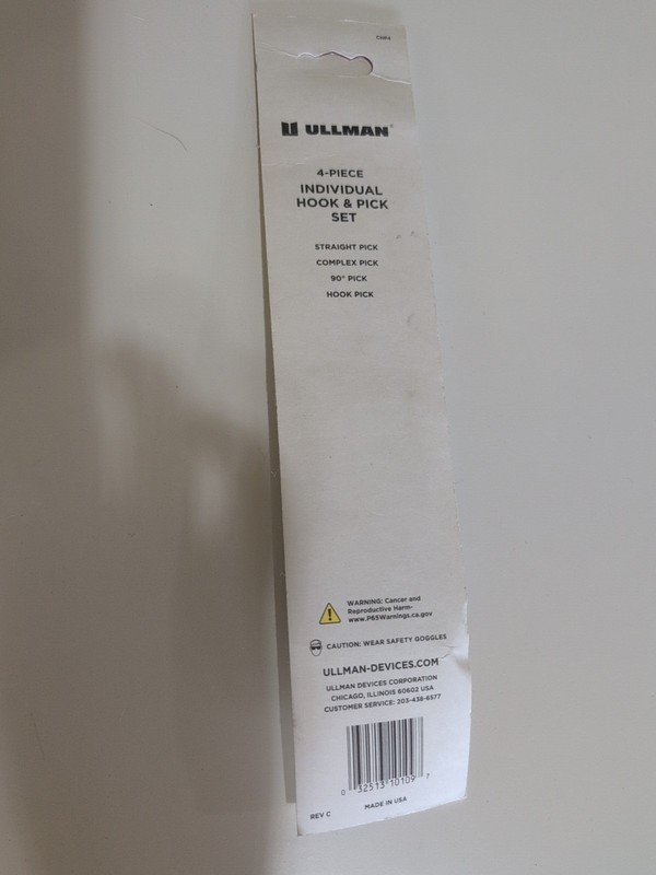 Ullman 4pc Hook & Pick Set Cushioned Handle Straight 90 Deg. Complex Hook CHP4 gallery