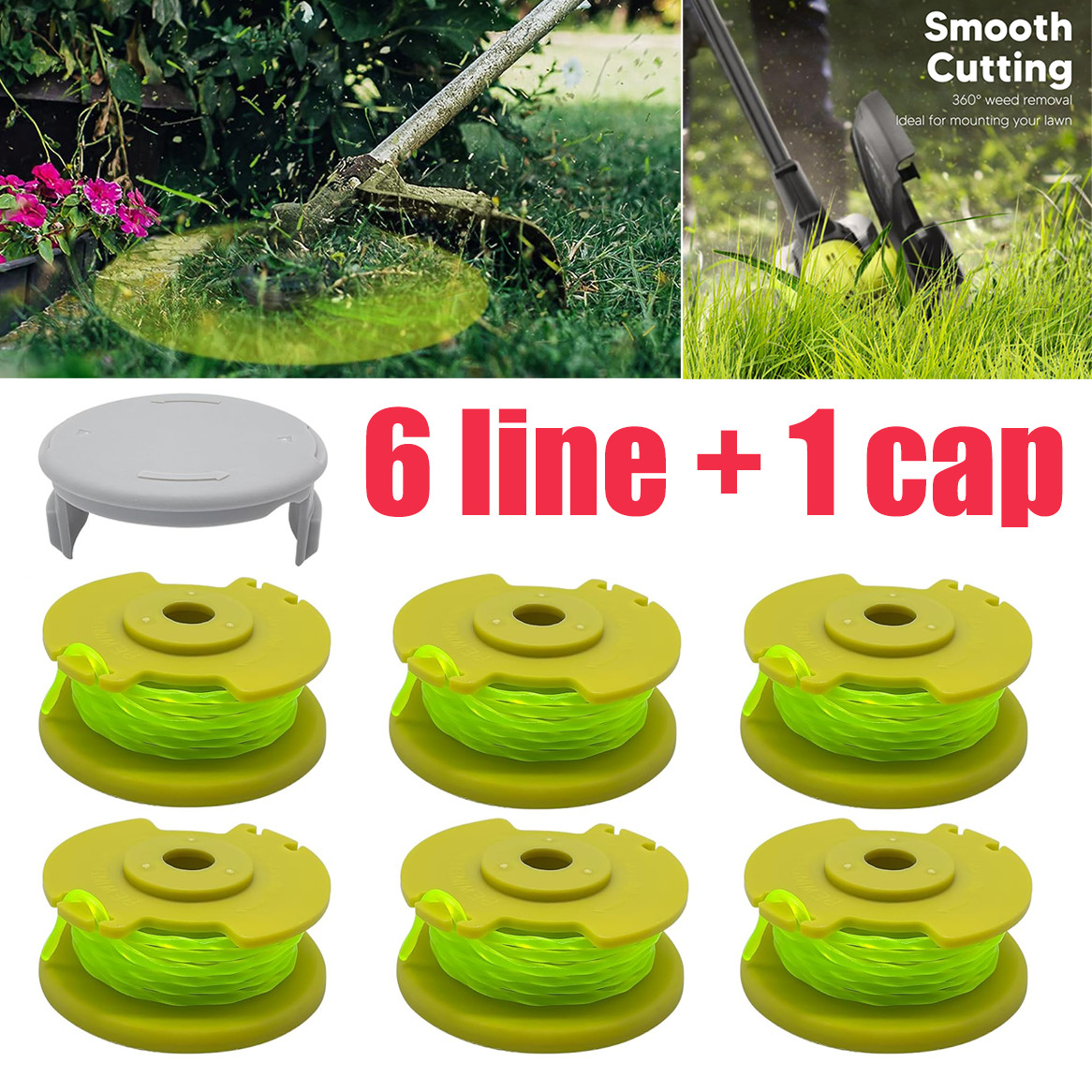 6 Replacement Trimmer Spool For Ryobi One Plus 11ft 0.08" AC80RL3 18V 24V 40V gallery
