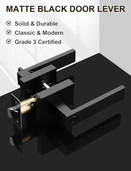 Square Privacy Door Levers Locksets in 10 Pack Privacy Door Lever - Black gallery