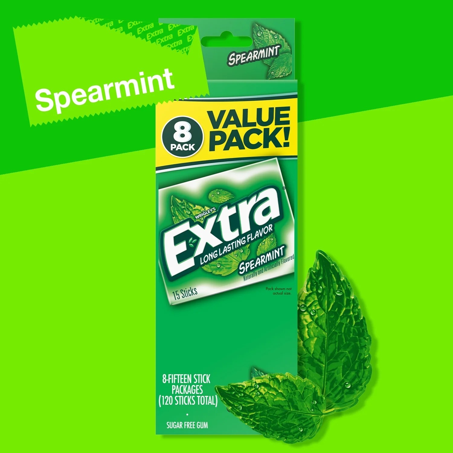 Extra Spearmint Sugar Free Gum Back To School Chewing Gum, 8 Pack. gallery