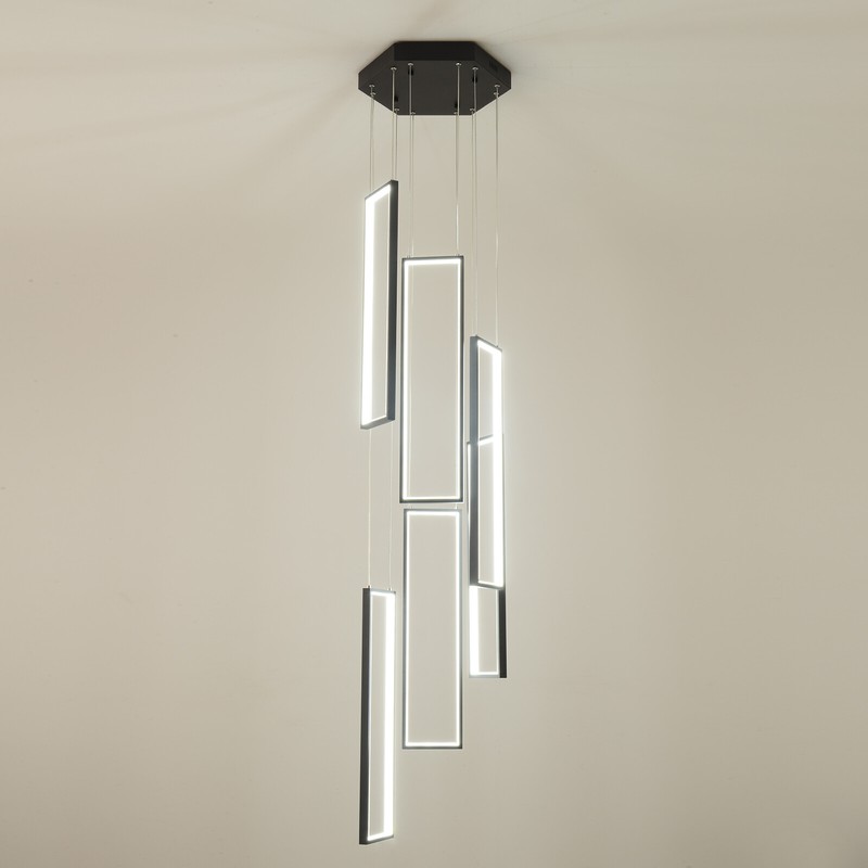6 Head Black Chandelier, Modern Ceiling Light Pendant Lamp Fixtures Square Shape gallery