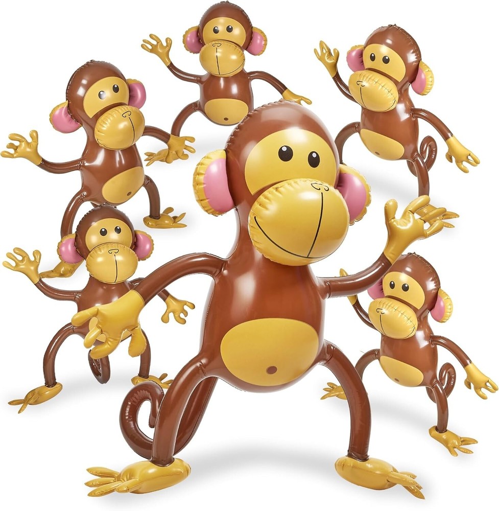 Large Inflatable Monkey 27" - 6 Pack Blow Up Animal Party Favors