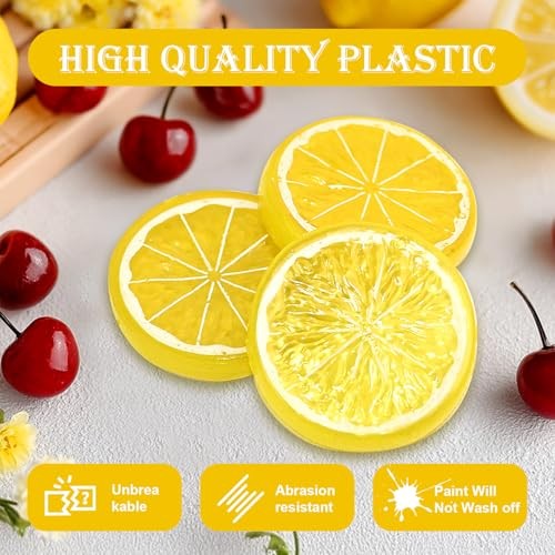 20PCS Yellow Artificial Lemon Slices, Plastic Fake Fruit Models for Home gallery