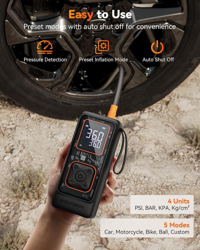 WOLFBOX Tire Inflator Air Compressor 150 PSI Portable Air Pump for Car Tires gallery