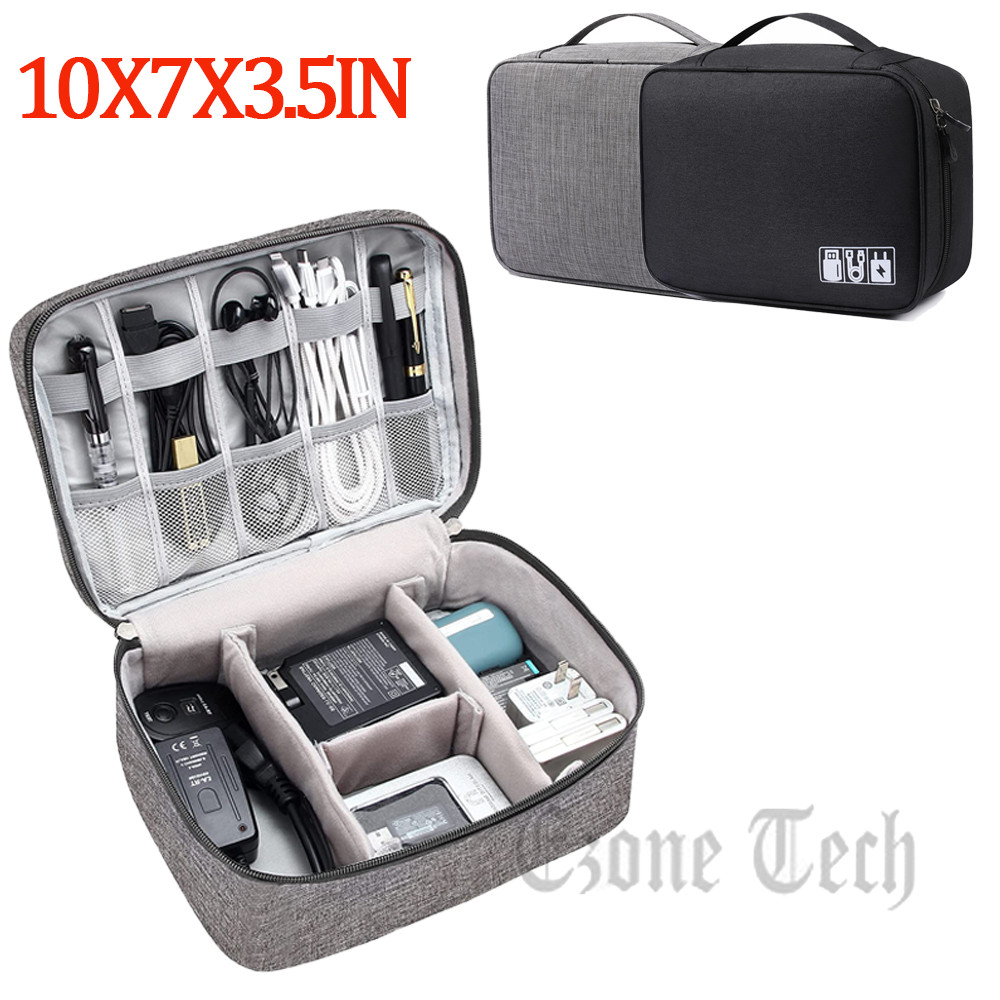 Portable Electronic Organizer Travel Cable Storage Bag Cord Case Accessories US gallery