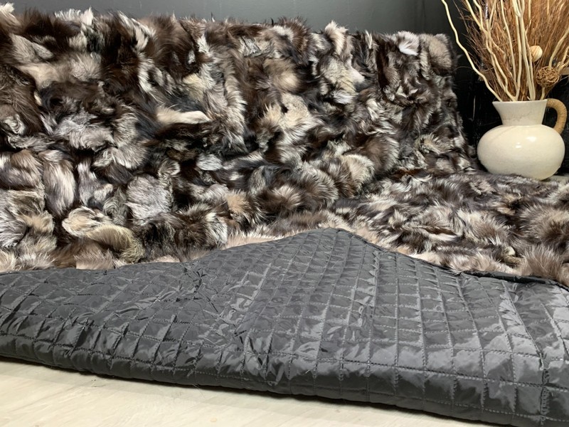 NEW Authentic Real Fox Fur Throw 82'' x 80'' with Crafted from Patchwork Pieces gallery