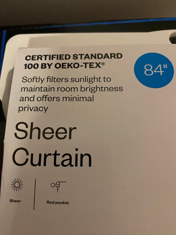 BRAND NEW ROOM ESSENTIALS SINGLE PANEL 84 INCH SHEER CURTAIN GRAY 60W X 84L gallery