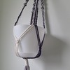 Macrame Plant Hanger, Purple, Beige, 26", Metal, Cotton, Handmade gallery