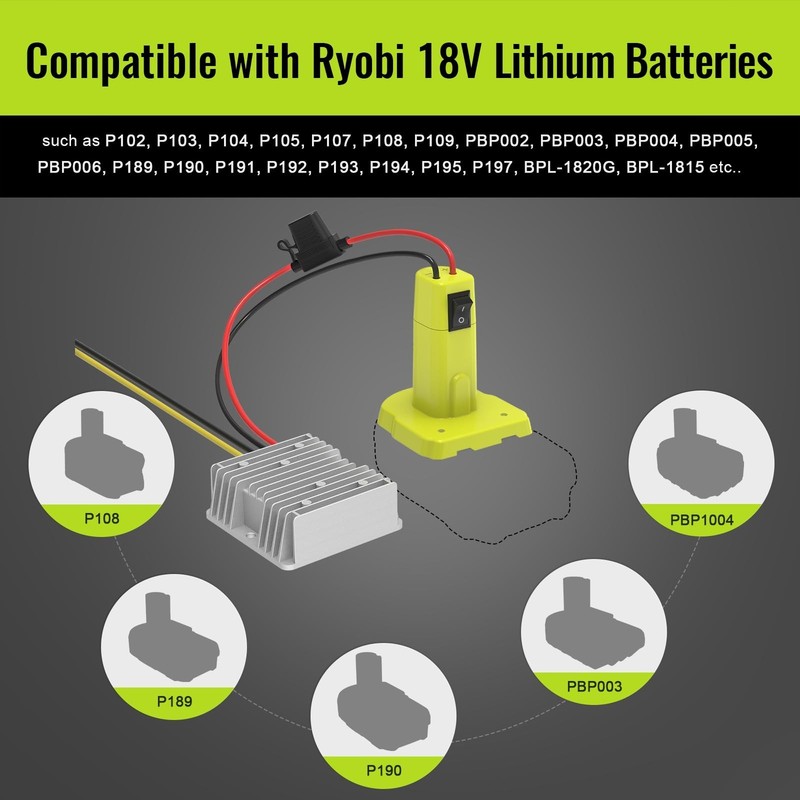 18V To 12V Step Down Converter,Battery Adapter Compatible With Ryobi 18V Battery gallery