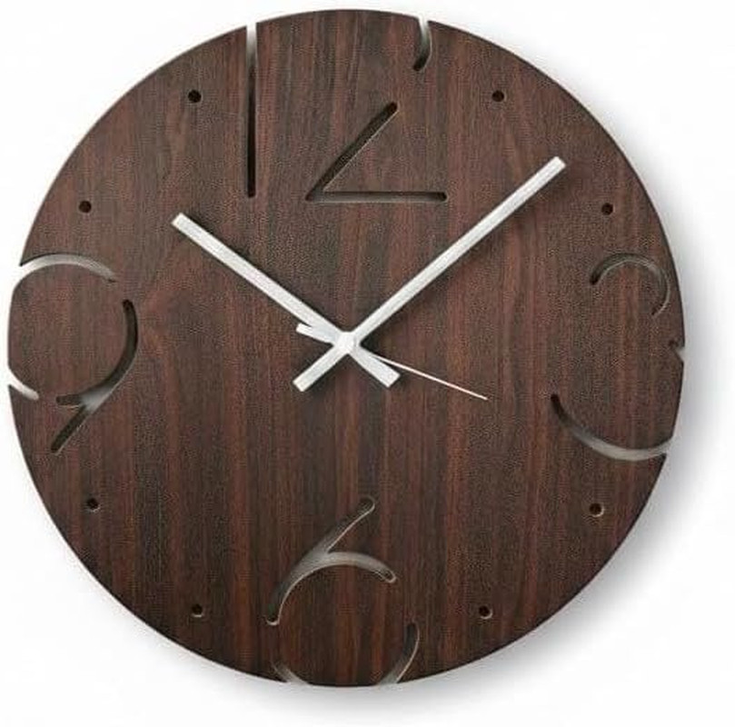 Modern Wall Clock 12", Silent Non-Ticking, Lightweight Wood-Look Design, Mid Cen gallery