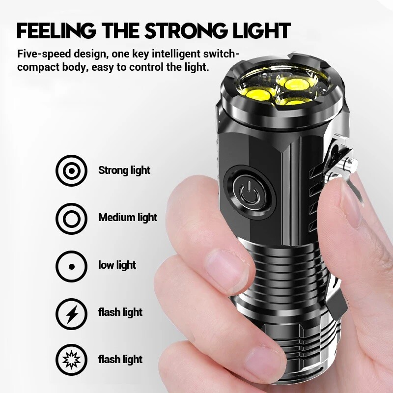 Mini Rechargeable LED Tactical Work Light Magnetic Base Bright Torch Penlight US gallery