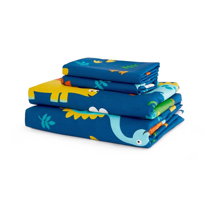 Wake In Cloud - Dinosaur Bed Sheets for Boys, 100% Cotton, 4-Piece Sheet Set Kid gallery