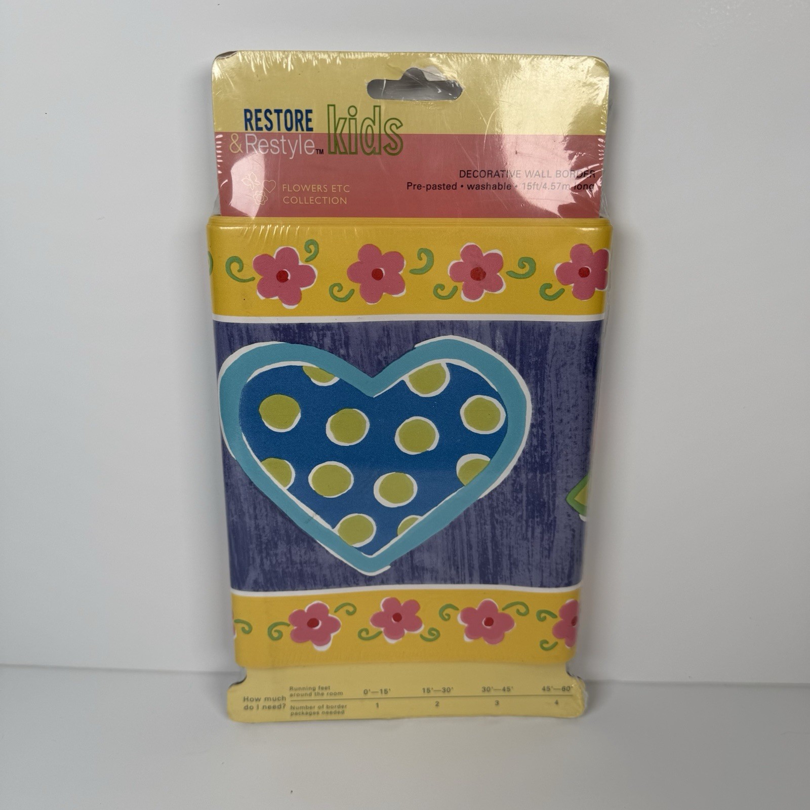 Restore & Restyle Kids 7 Inch 15ft Wall Border Flowers Etc Collection Heart gallery