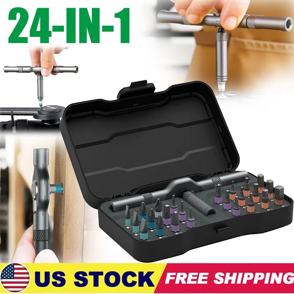 25Pcs 24 in 1 Multifunction Screwdriver Head Set Household Repair Ratchet Wrench gallery