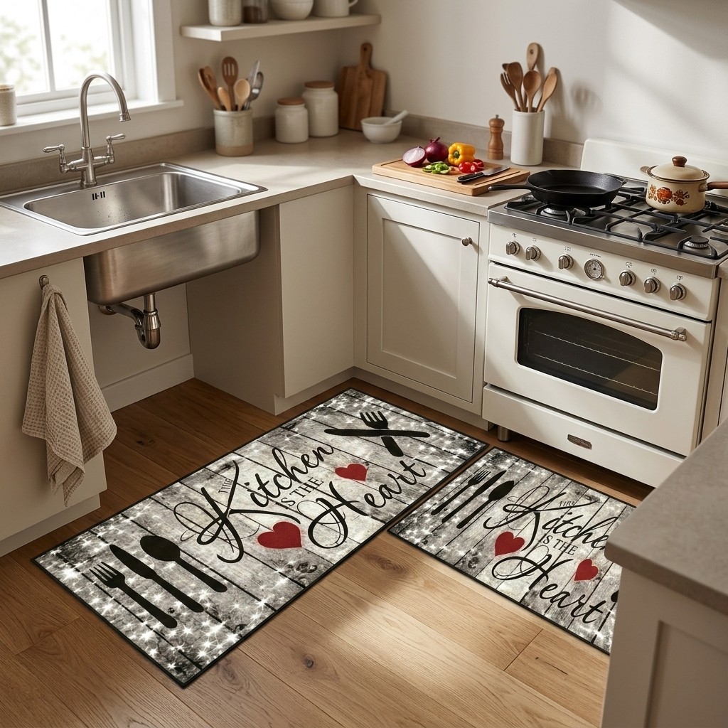 Kitchen Entryway Floor Mat American Style Wear Resistant Rug Non-slip Easy Care gallery