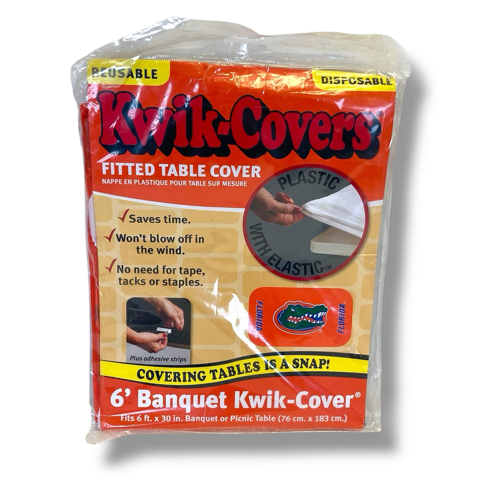 Kwik-Covers College Rectangular Fitted Plastic 6' Table Cover Florida Gators gallery