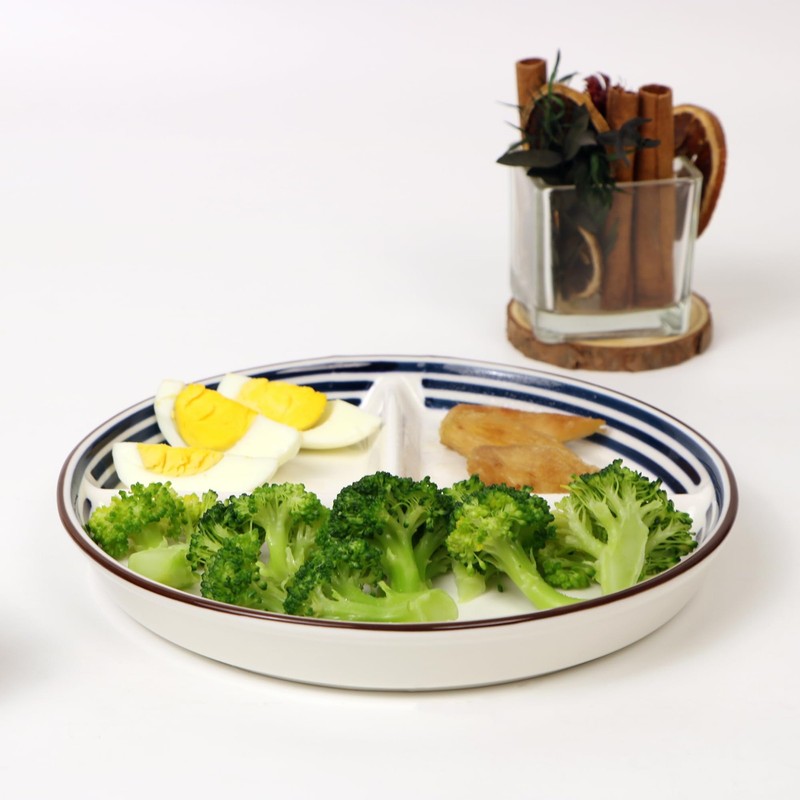 8-Inch Ceramic Portion Control Plate Healthy Meal Balance((Adult diet Divider... gallery