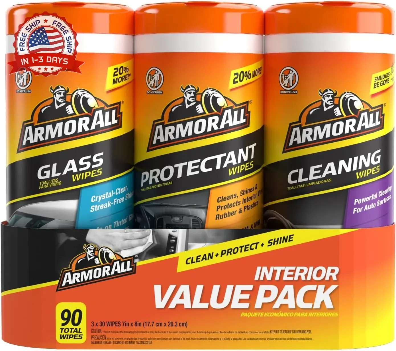 Armor All Car Interior Value Pack, 90 Count, Includes Auto Glass Cleaner, Cleani gallery