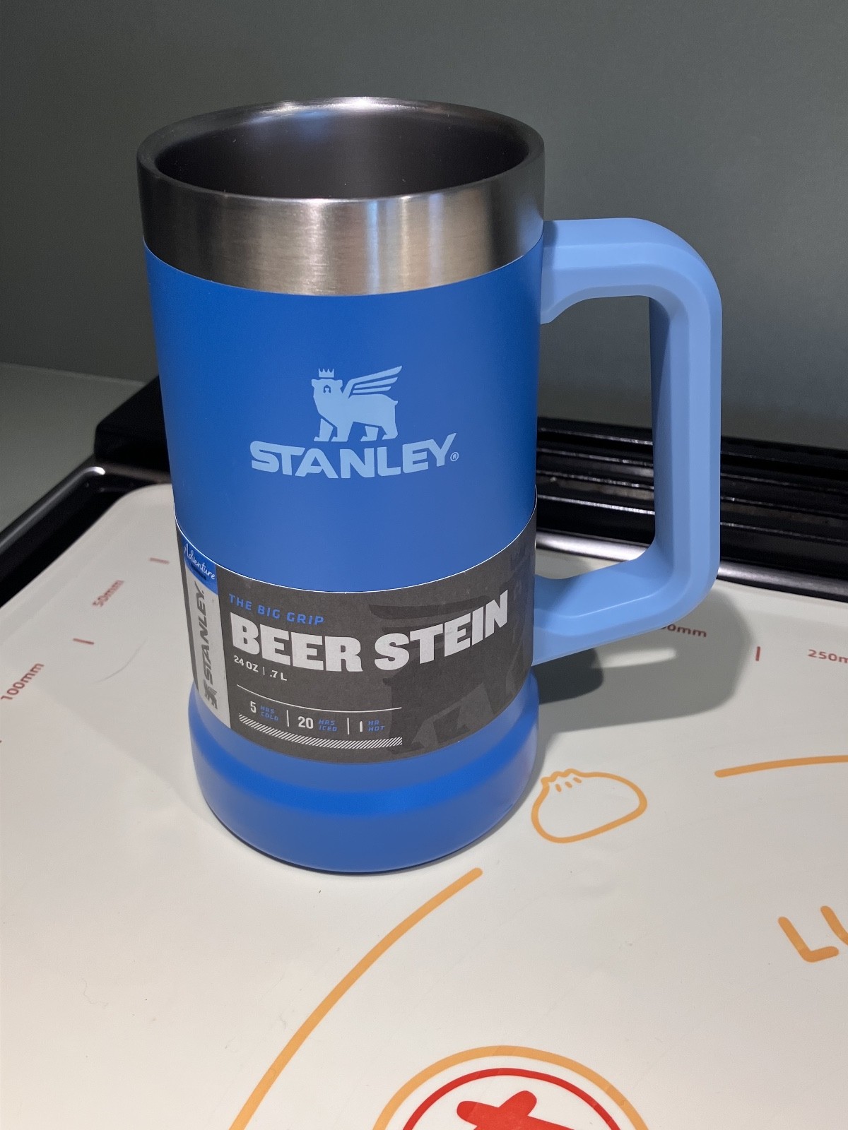 STANLEY ADVENTURE SERIES Big Grip BEER STEIN 24oz AZURE BLUE Unused w/Shelf Wear gallery