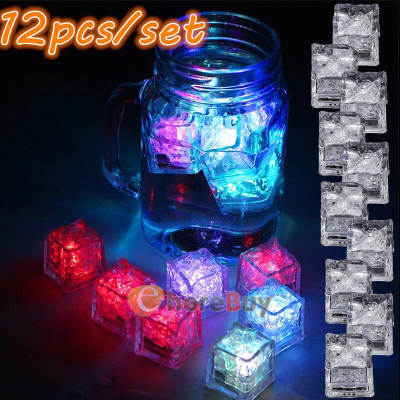 4~48 pcs Light Up Ice Cubes, Color Changing LED Ice Cubes for Drinks, Flashing gallery