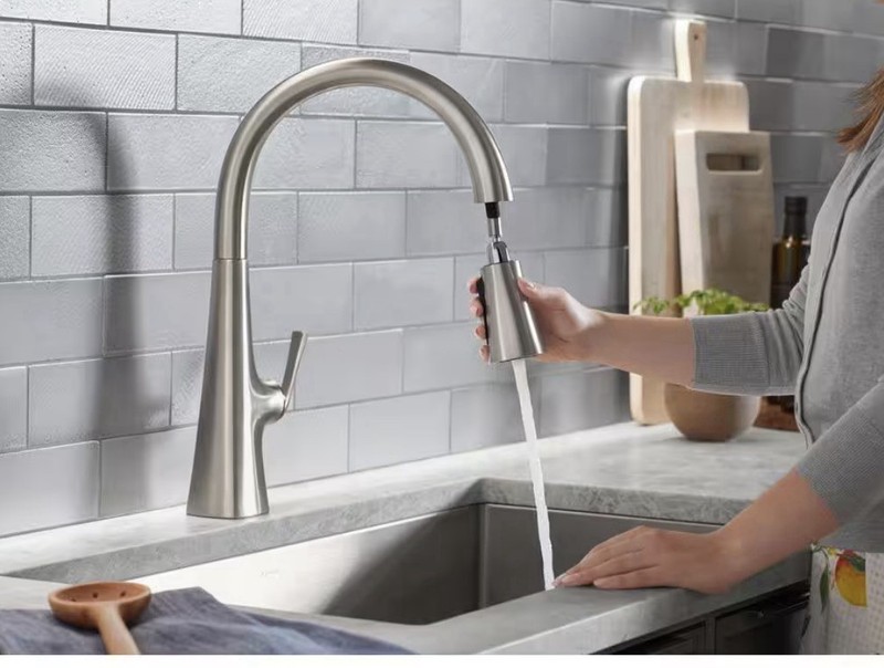 Kohler Graze 22063-VS Pull-Down High Arc Deck Mount Faucet Vibrant Stainless gallery
