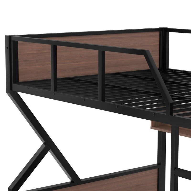 Queen Over Queen Bunk Bed with Storage, LED Lighting, Quiet Metal Frame gallery