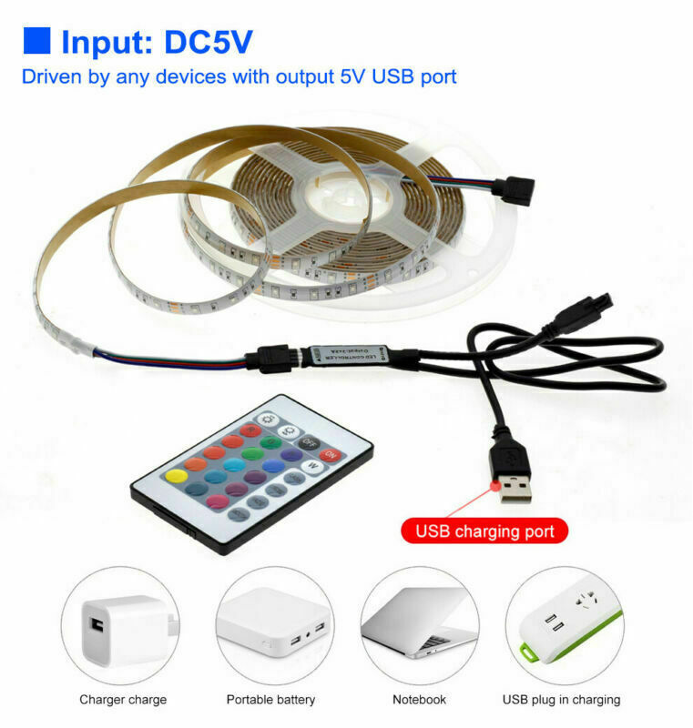 5V USB LED Strip Light 1M 2M Pink /blue / Warm White / White / RGB 2835 TV light gallery