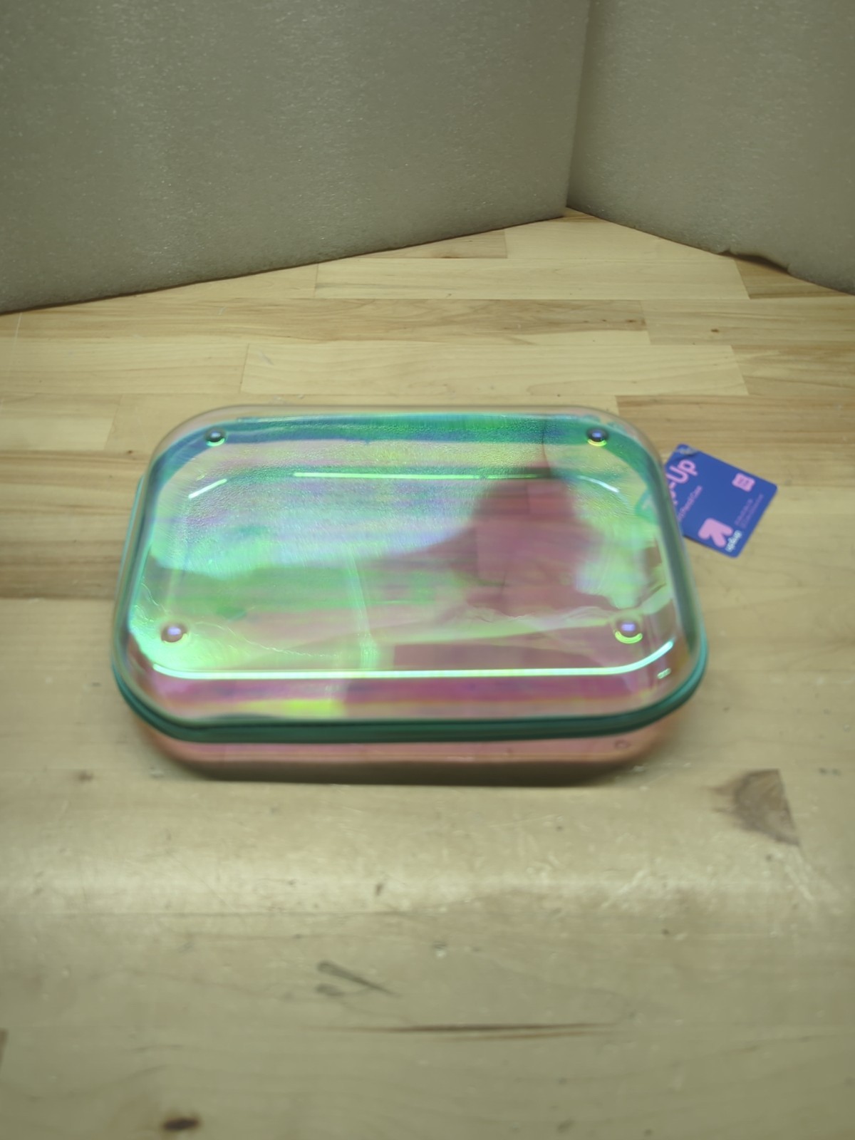 Target Hard Sided Clear Zipper Pencil Case Iridescent Teal/Pink - Lot Of 3 gallery