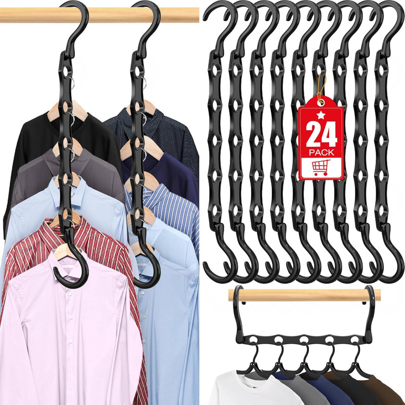 24 Pack Hangers Space Saving Magic Plastic Hanger Organizer Shirt Space Saving H gallery