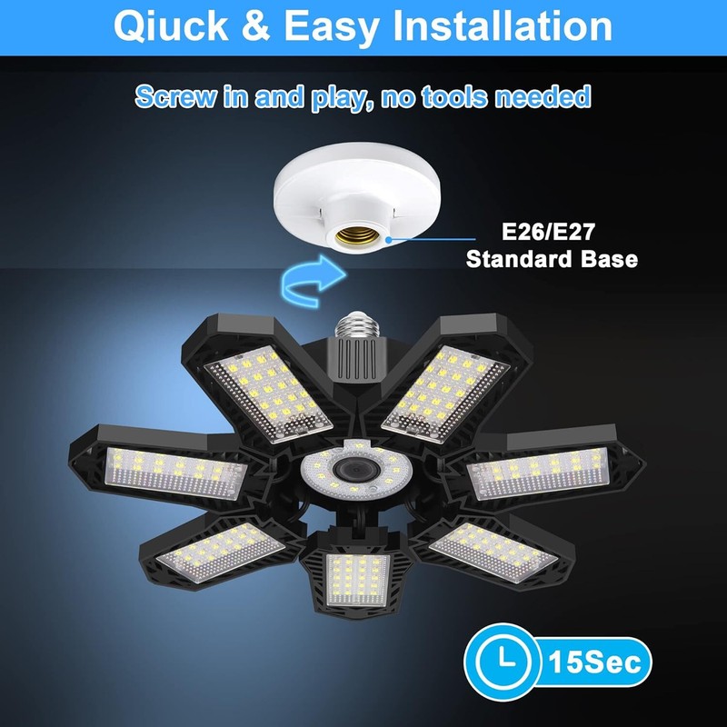 250000LM Deformable Garage Light E26/E27 Screw In Ceiling LED Work Shop HR gallery