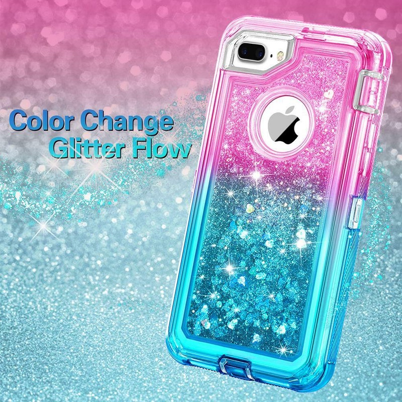 Cute Gradient Glitter Liquid Case Cover For iPhone 8 7 6 PLUS Fits Otterbox Clip gallery