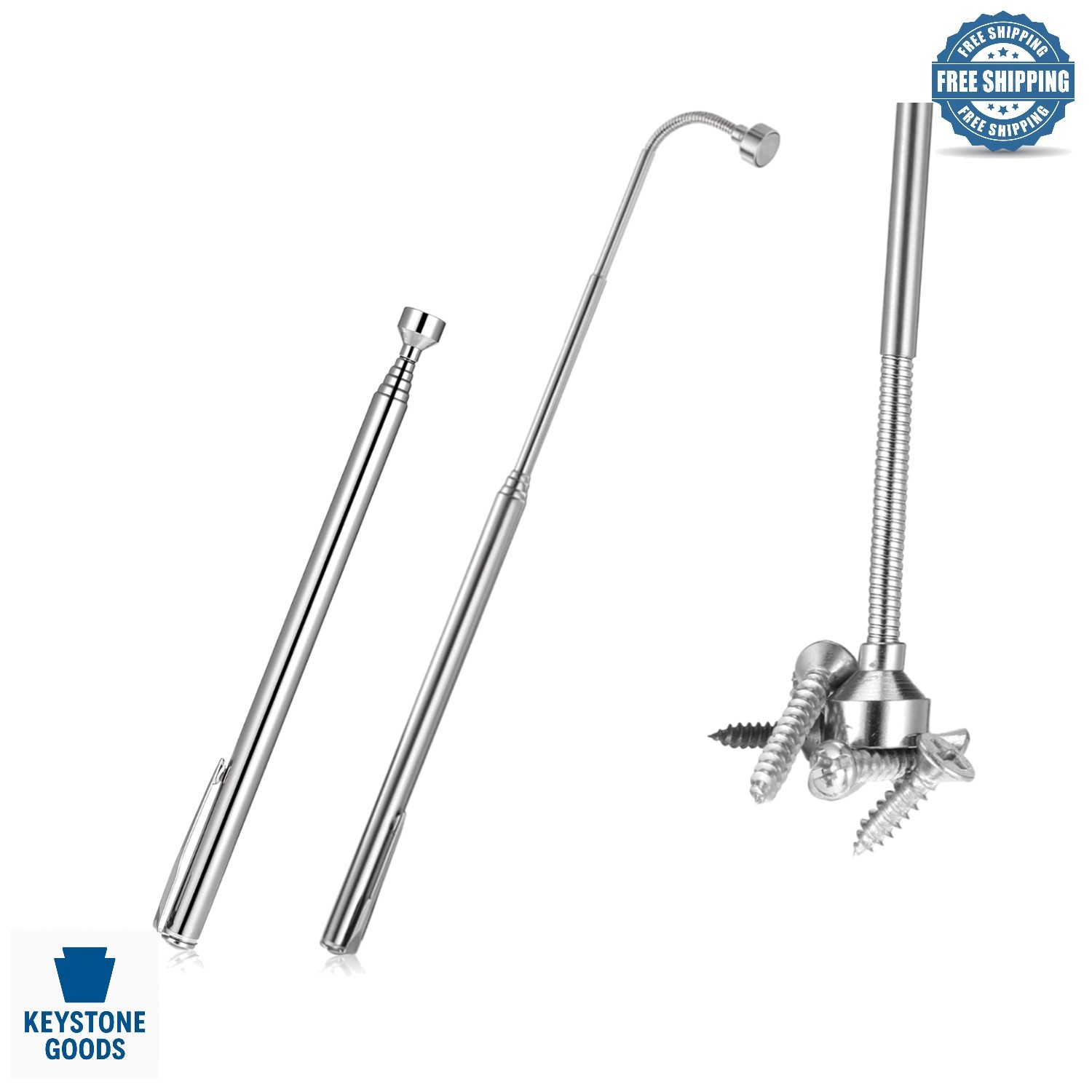 2-Pack Telescopic Magnetic Pickup Tools - 5 lbs, 26-Inch, Flexible, Portable gallery