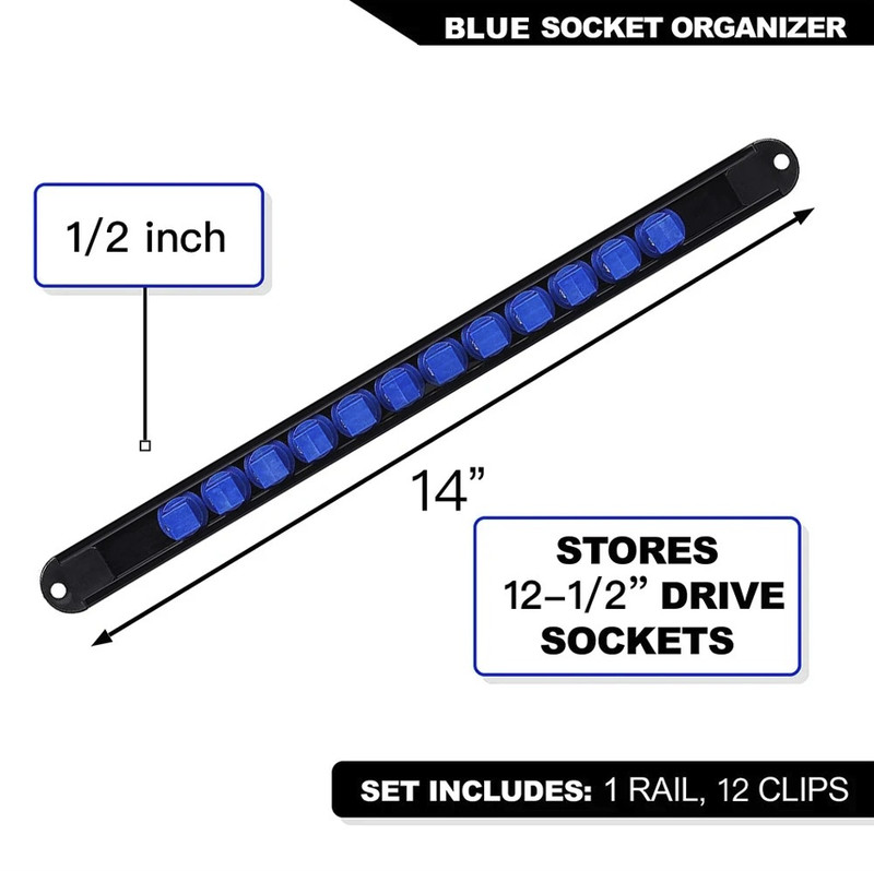 1pc Socket Organizer Rail 360 Swivel Clip Holder 1/4 3/8 1/2 Tool - NEW gallery