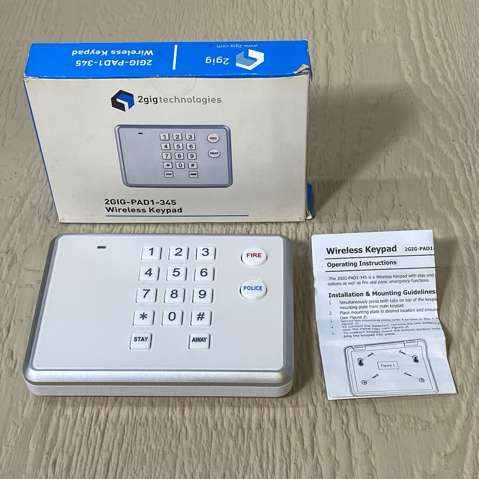 Nortek 2GIG Wireless Keypad Model 2GIG-PAD1-345 New Open Box gallery