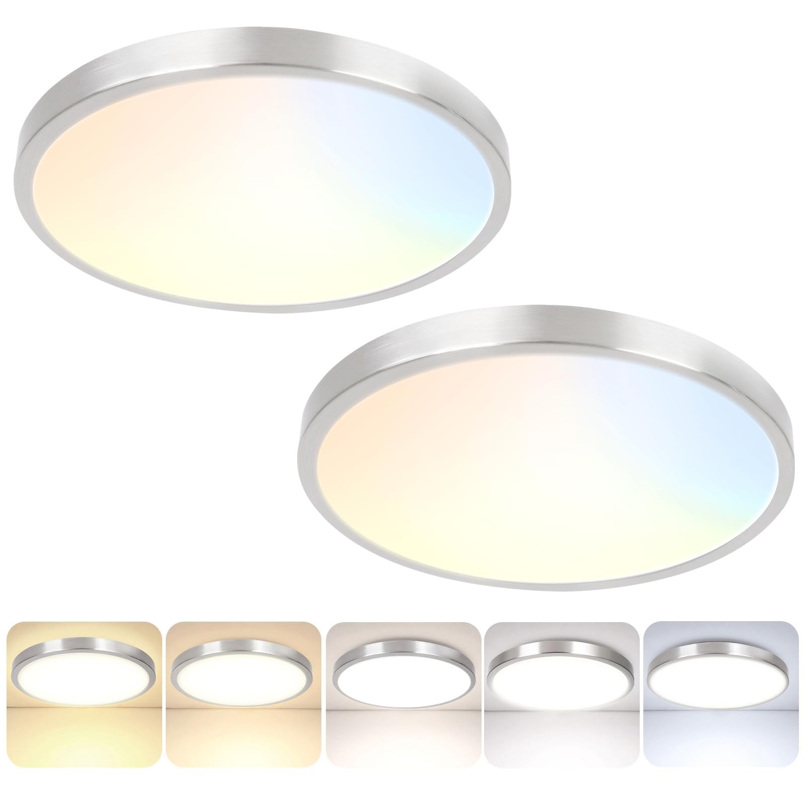 2-Pack 36W Dimmable Ceiling Light Fixture, 13 inch 3600lm Super Bright Modern... gallery