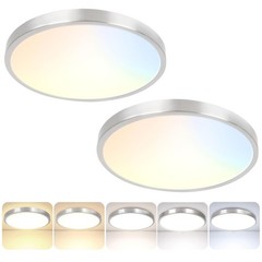 2-Pack 36W Dimmable Ceiling Light Fixture, 13 inch 3600lm Super Bright Modern…
