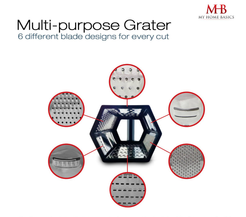 Box Graters for Kitchen, 6 Sided, Multi-purpose Cheese/Veggies, Stainless Steel gallery