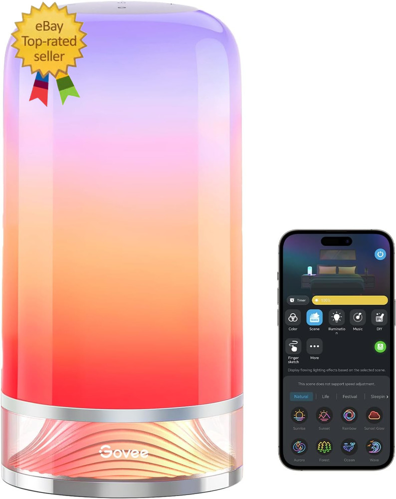RGBIC Smart Table Lamp 2, Touch Bedside Small Table Lamp Compatible with Smartth