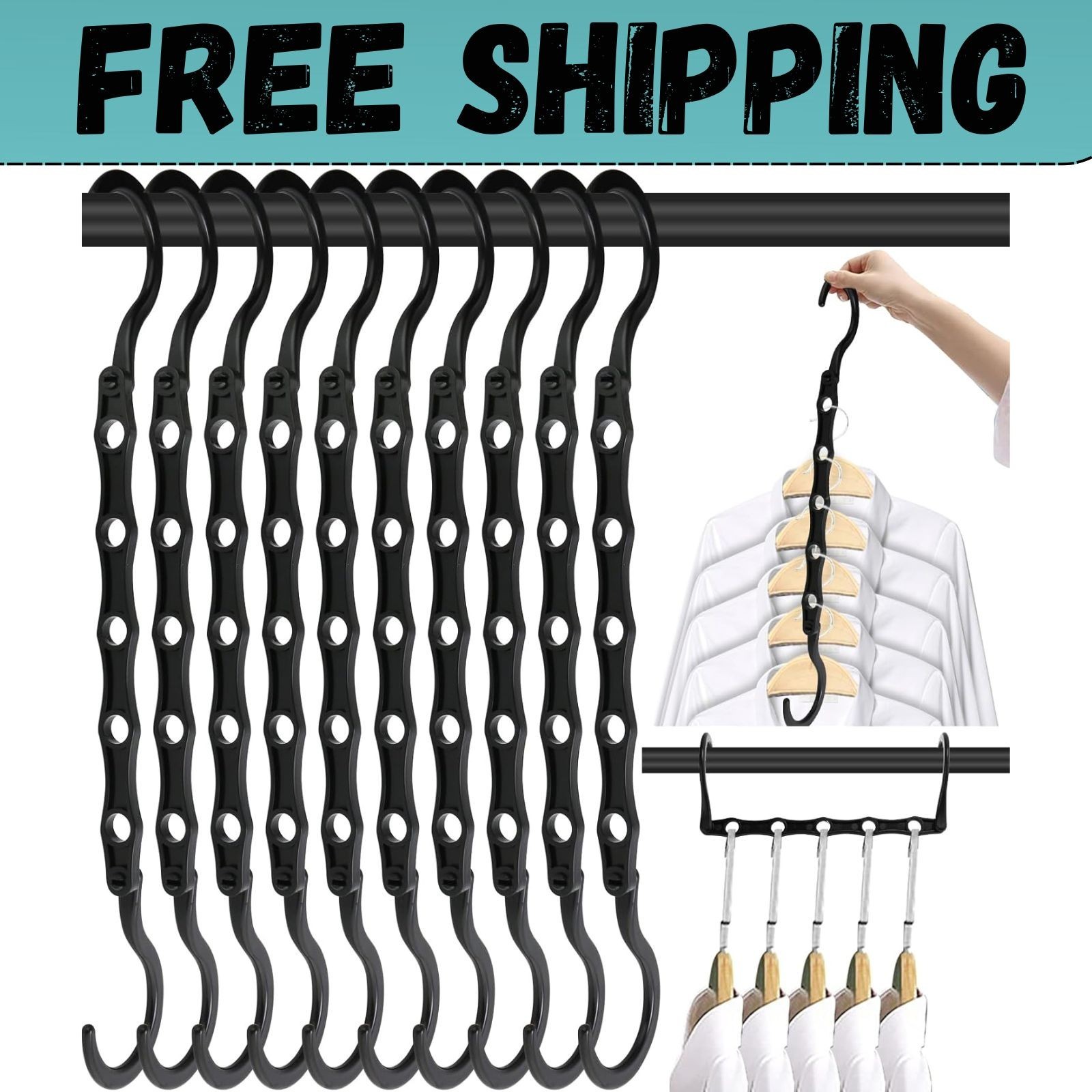 10 Pack Magic Hangers Space Saving Hangers Closet Space Saver Hanger Organizer gallery