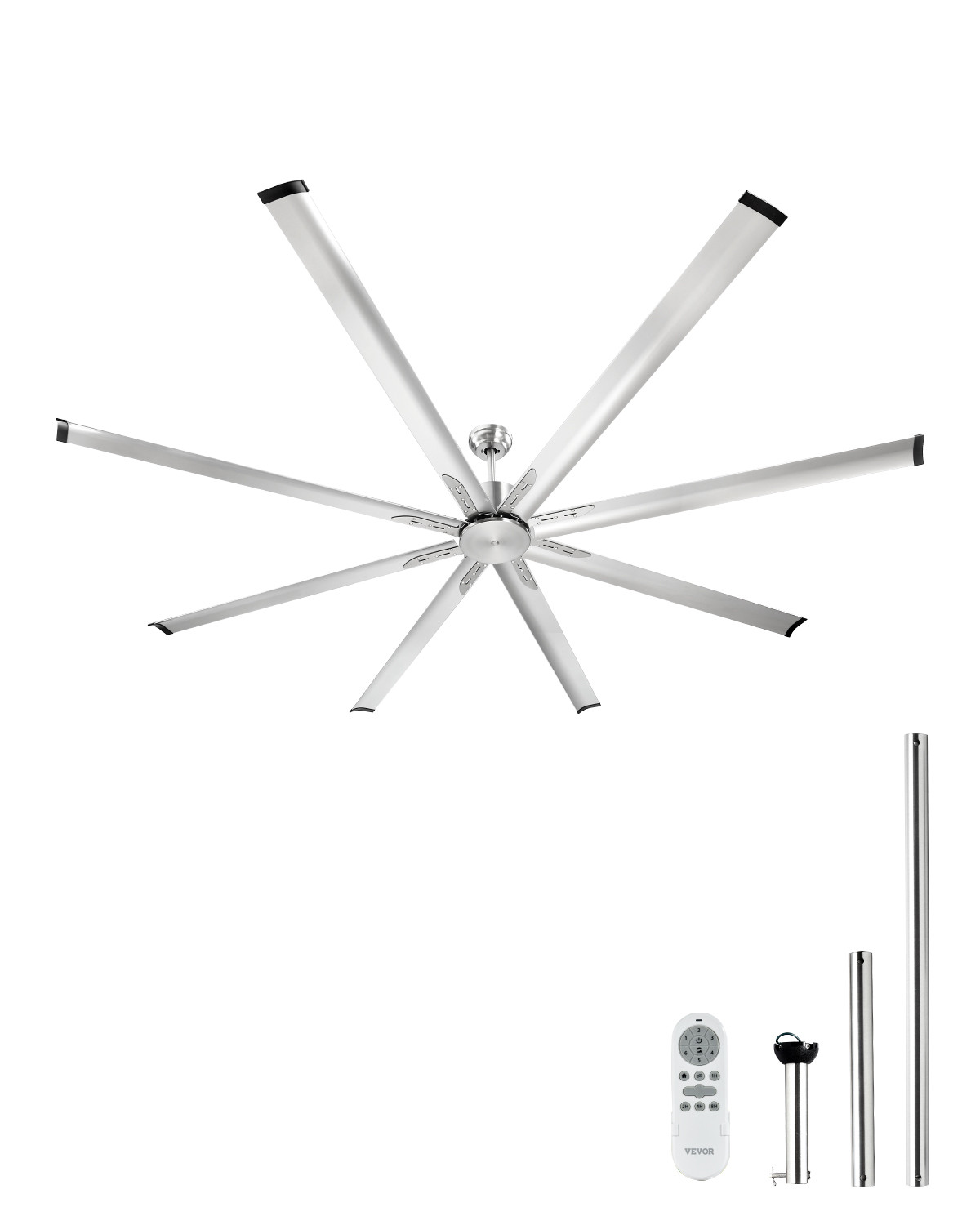 VEVOR 96" Ceiling Fan Remote Control Reversible DC Motor Brushed Nickel Aluminum gallery