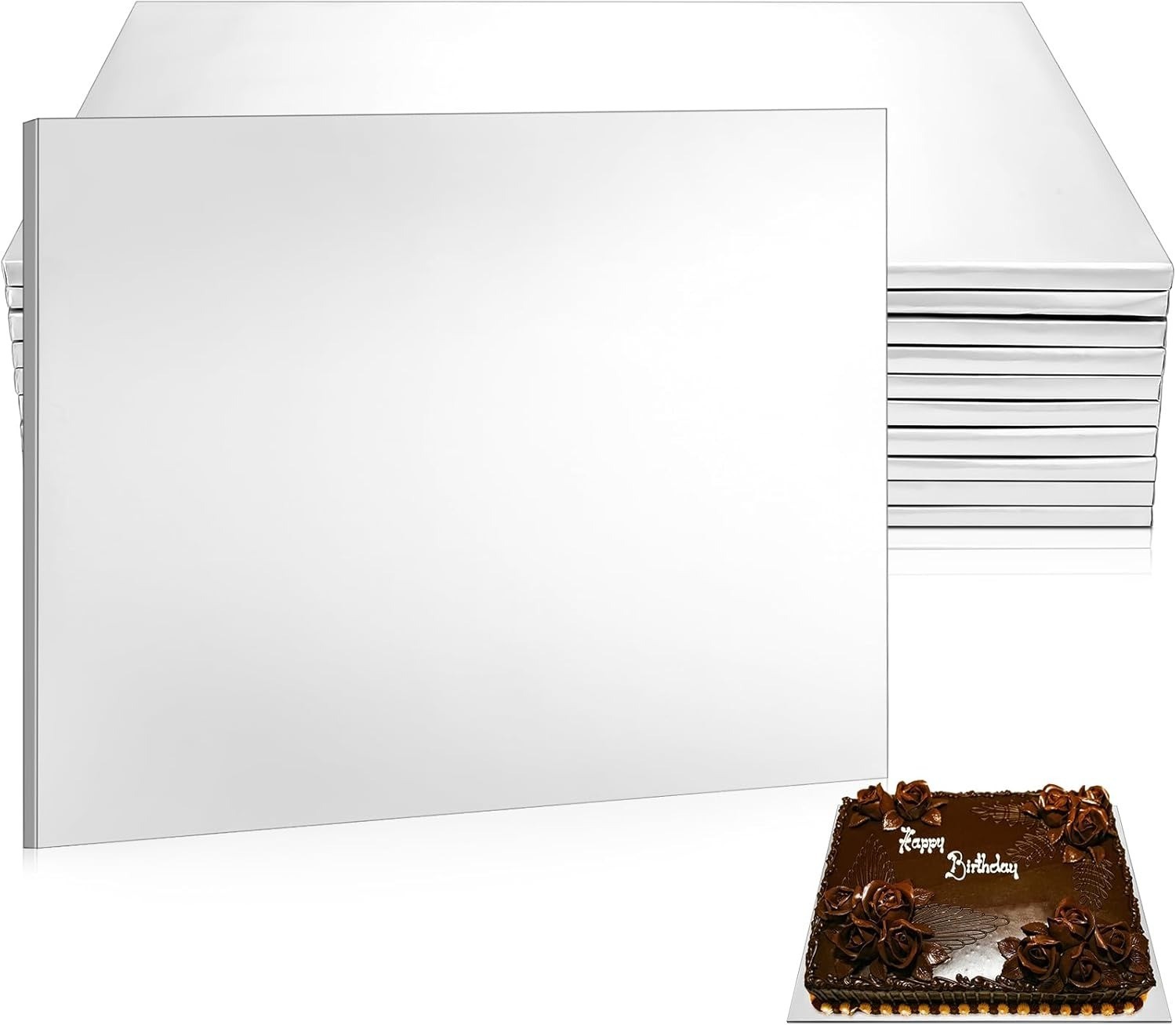 12 Pcs Rectangle Cake Boards 1/4 Inch Thick Foil Corrugated 14 X 19 Inch Silver gallery