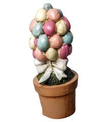 3″ Egg Plant Bush Tree Pot Easter Figure Figurine Miniature Spring Decor Village