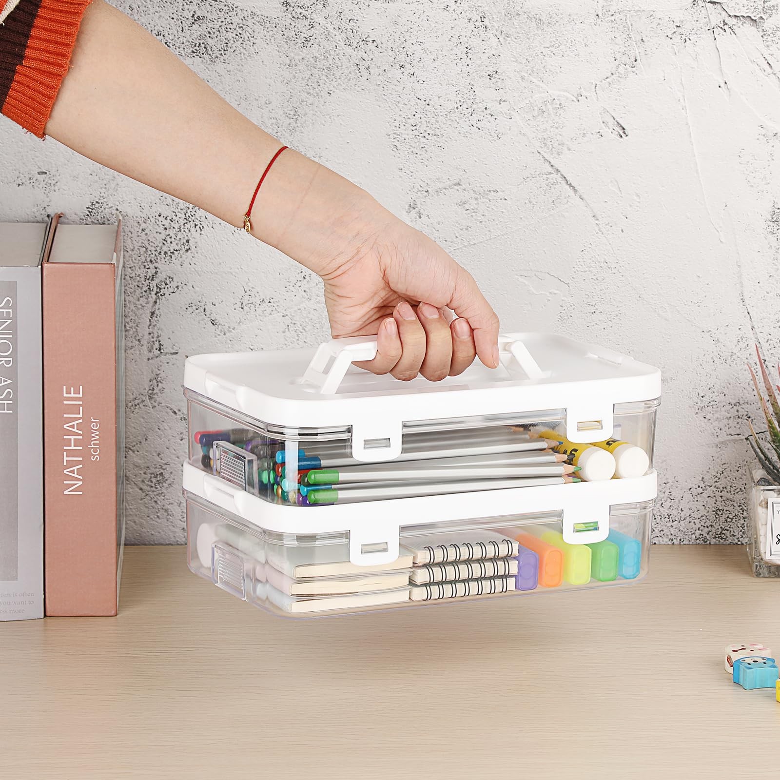 Clear Plastic Storage Container with Lid & Handle, Multipurpose Craft Organiz... gallery