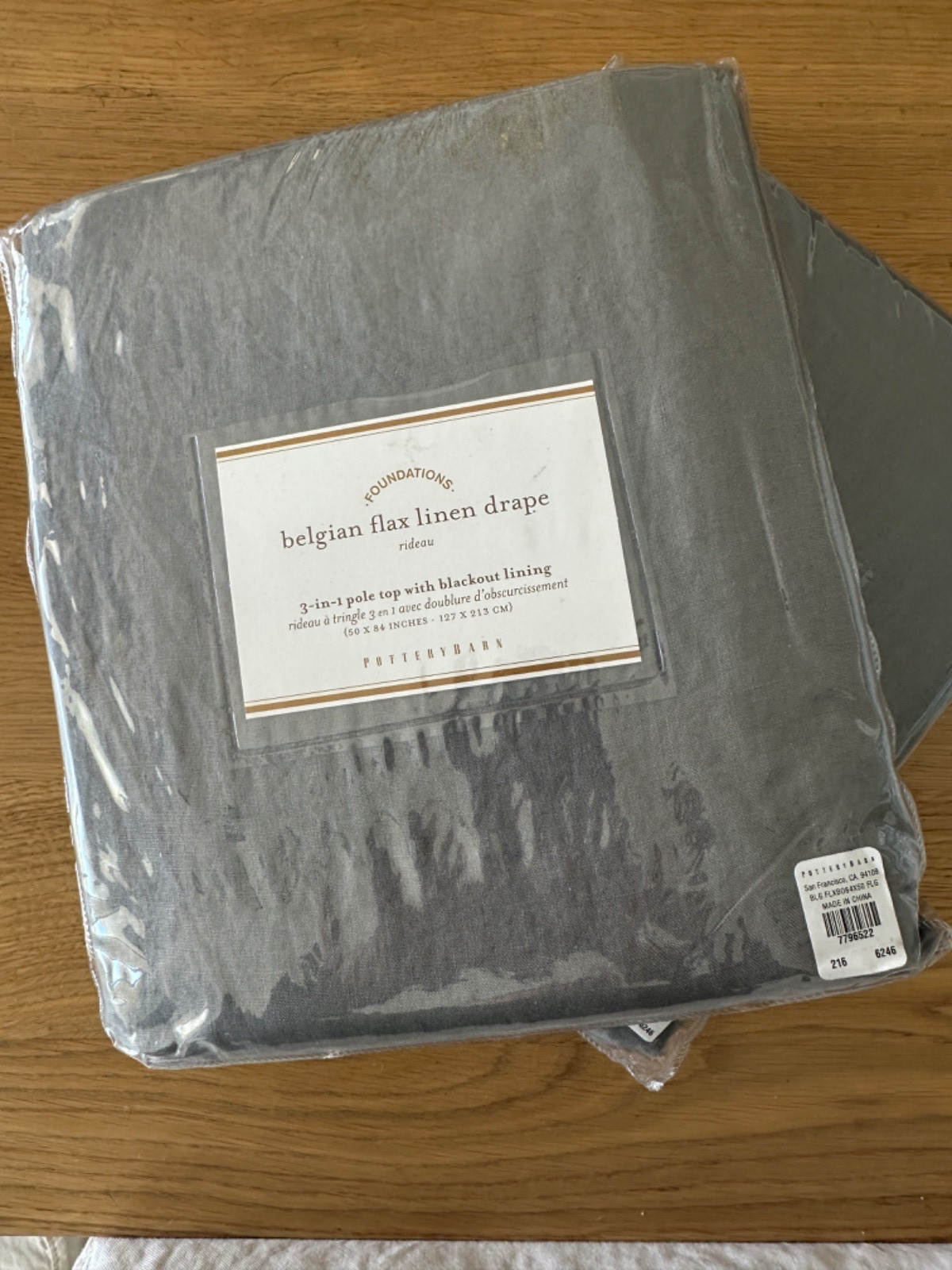 Pottery Barn Set/2 Belgian Linen Blackout Drape Curtain 50x84 Flagstone GrayNEW gallery