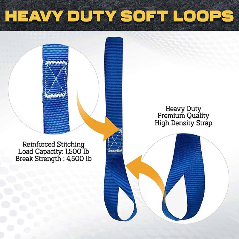 8 Pcs Soft Loop Tie Down Straps Ratchet Towing Cargo ATV UTV Motorcycle gallery