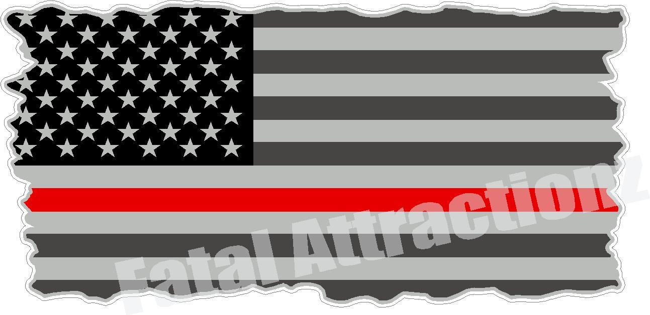 American Flag Red Line Vinyl Decal sticker Fire Fighter usa hero rescue ems emt gallery